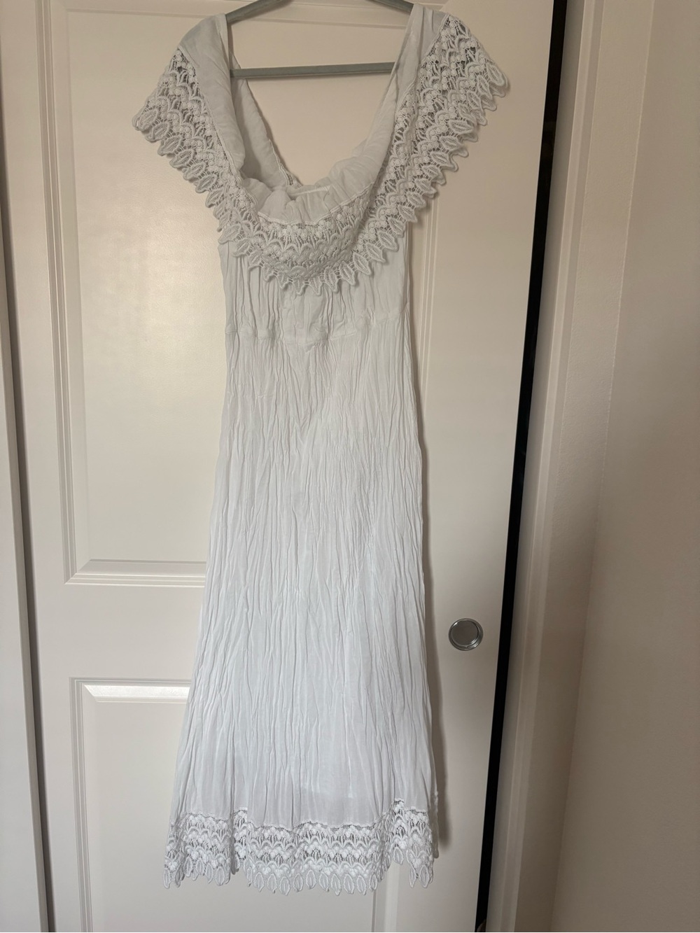 Solitaire White Crochet Trim Maxi Dress